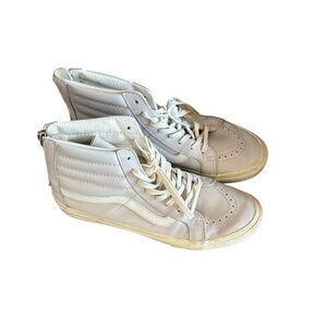 Vans White Leather Hightop Skateboarding Shoes Men Size 7
